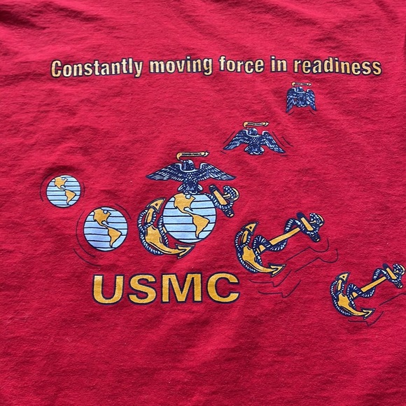 Vintage 90s United States Marine Core Single Stitch Fruit of Loom Tee - Picture 3 of 11